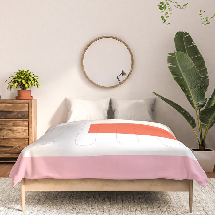 Regressing Colour Block - Minimalist Geometric Pattern in Red, White, and Pink Comforter Gallery Image 3