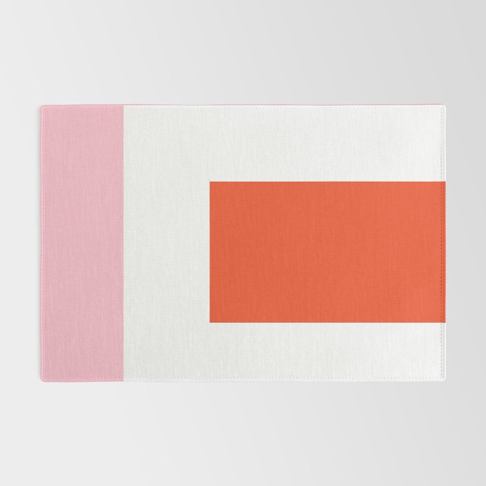 Regressing Colour Block - Minimalist Geometric Pattern in Red, White, and Pink Rug Gallery Image 2