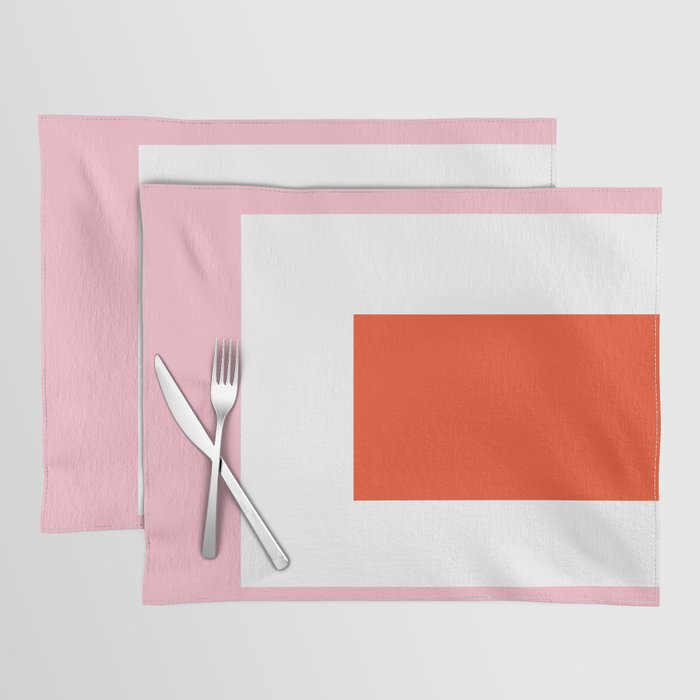 Regressing Colour Block - Minimalist Geometric Pattern in Red, White, and Pink Placemat Gallery Image 1