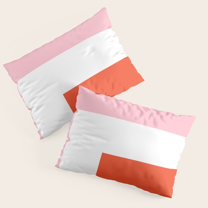 Regressing Colour Block - Minimalist Geometric Pattern in Red, White, and Pink Pillow Sham Gallery Image 3