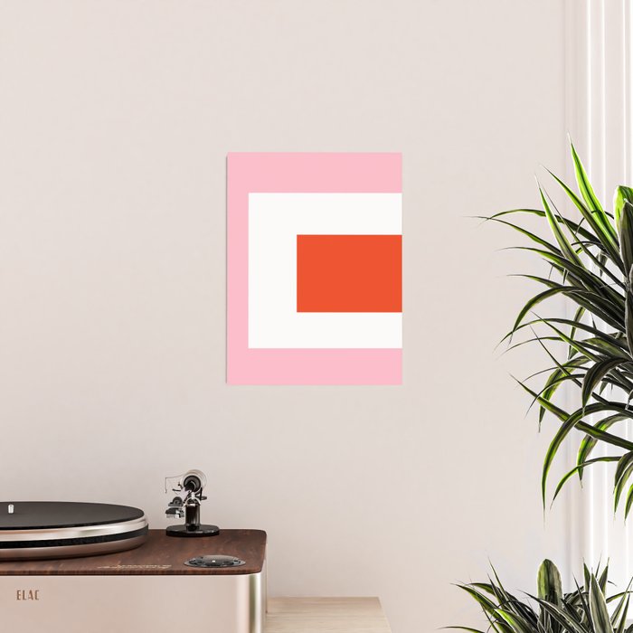 Regressing Colour Block - Minimalist Geometric Pattern in Red, White, and Pink Poster Gallery Image 2