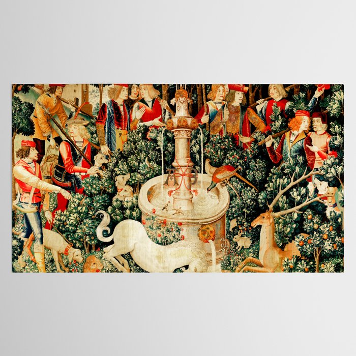 Hunt Of The Unicorn Medieval Tapestry Tablecloth Gallery Image 2