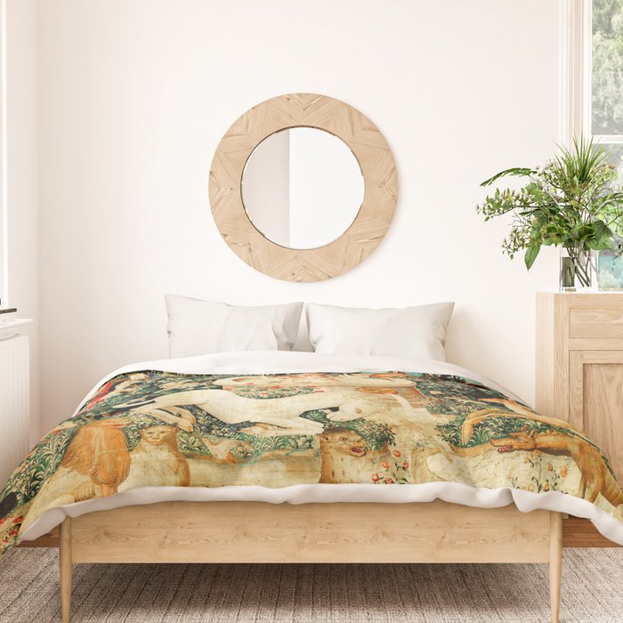 Hunt Of The Unicorn Medieval Tapestry Duvet Cover Gallery Image 3