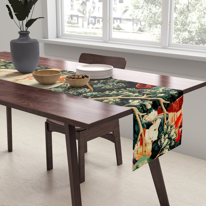 Hunt Of The Unicorn Medieval Tapestry Table Runner Gallery Image 2