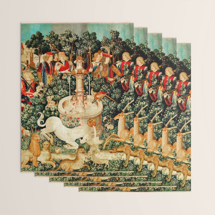Hunt Of The Unicorn Medieval Tapestry Wrapping Paper Gallery Image 3