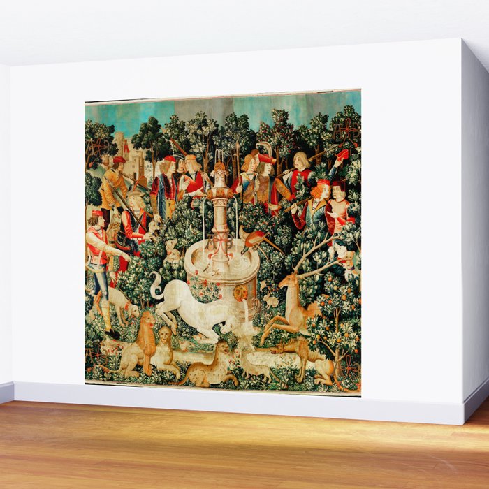 Hunt Of The Unicorn Medieval Tapestry Wall Mural Gallery Image 2