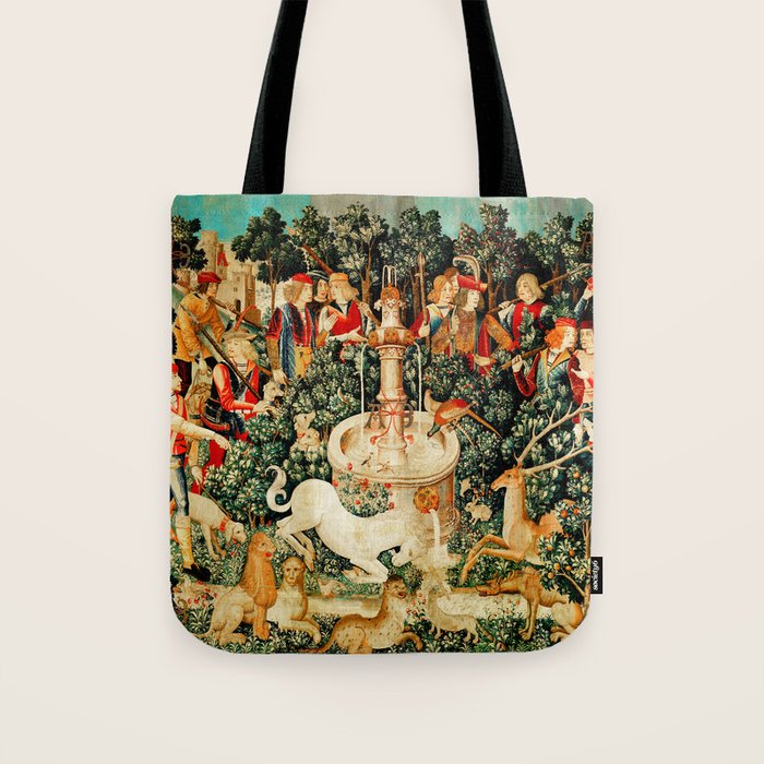 Hunt Of The Unicorn Medieval Tapestry Tote Bag Gallery Image 1