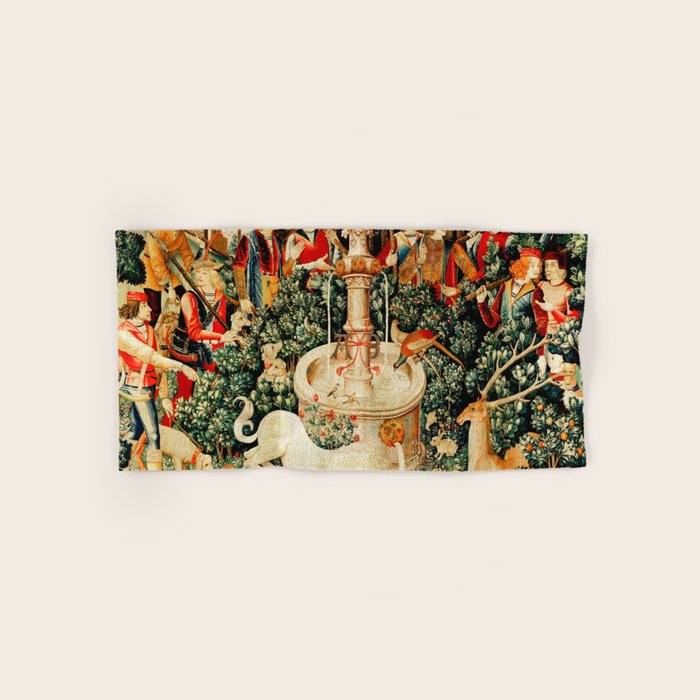 Hunt Of The Unicorn Medieval Tapestry Bath Towel Gallery Image 1