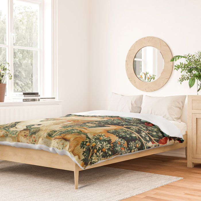 Hunt Of The Unicorn Medieval Tapestry Duvet Cover Gallery Image 2