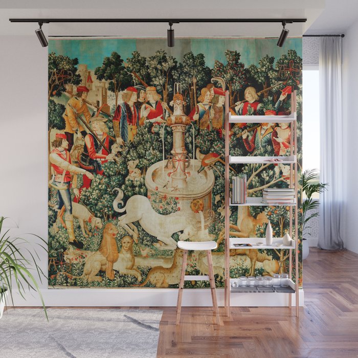 Hunt Of The Unicorn Medieval Tapestry Wall Mural Gallery Image 1
