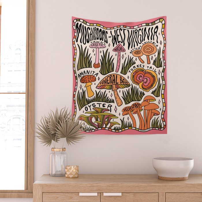 Mushrooms of West Virginia Wall Tapestry Gallery Image 2