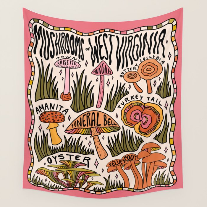 Mushrooms of West Virginia Wall Tapestry Gallery Image 4