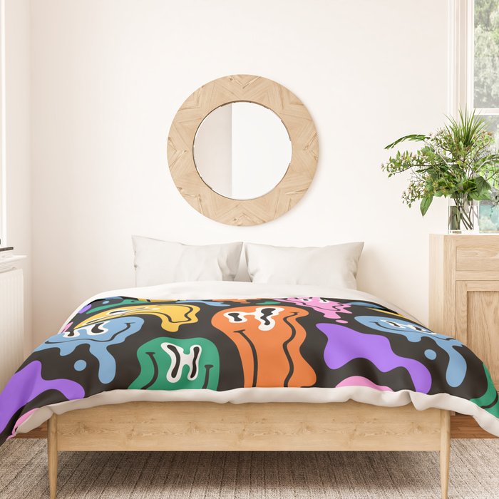 Colorful melted happy face pattern Duvet Cover Gallery Image 3