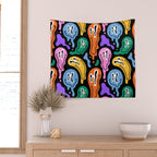 Colorful melted happy face pattern Wall Tapestry Gallery Image 2