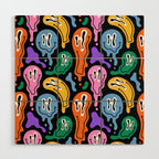 Colorful melted happy face pattern Wood Wall Art Gallery Image 1