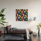 Colorful melted happy face pattern Wood Wall Art Gallery Image 2