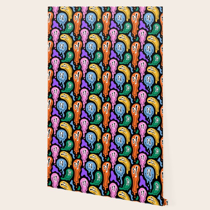 Colorful melted happy face pattern Wallpaper Gallery Image 2