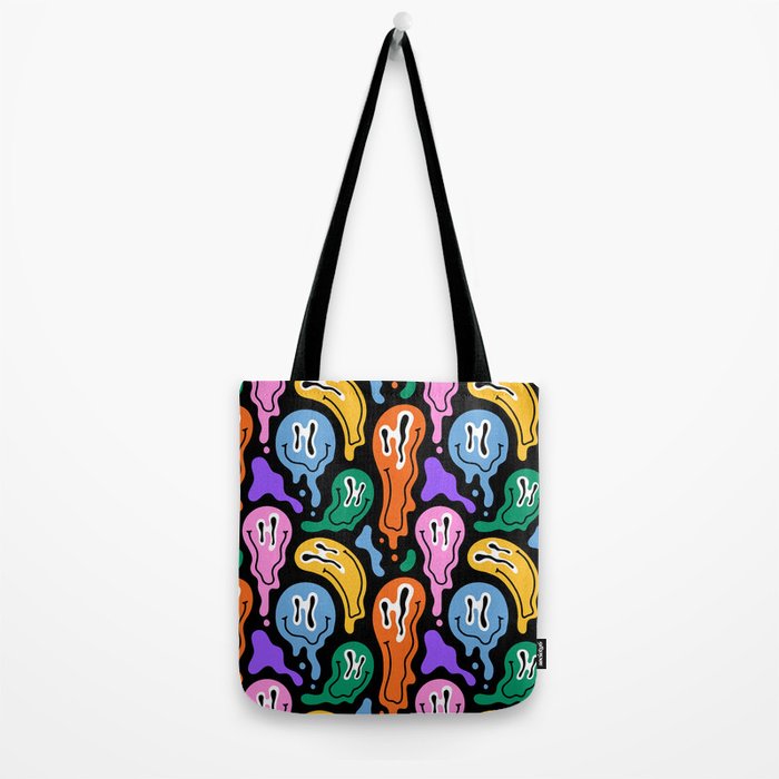 Colorful melted happy face pattern Tote Bag Gallery Image 2
