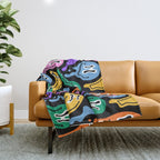 Colorful melted happy face pattern Throw Blanket Gallery Image 1