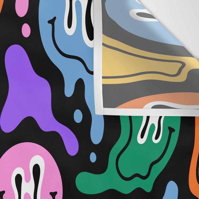 Colorful melted happy face pattern Wall Tapestry Gallery Image 3