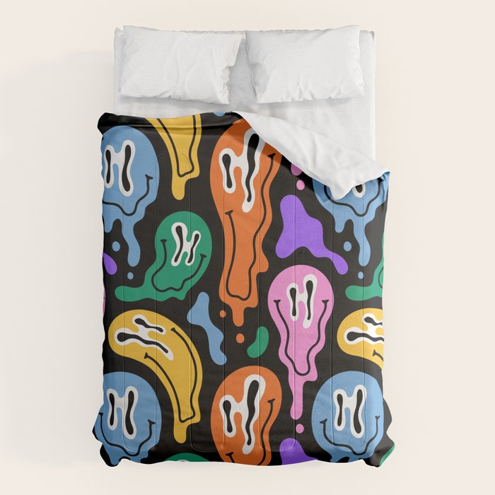 Colorful melted happy face pattern Comforter Gallery Image 1