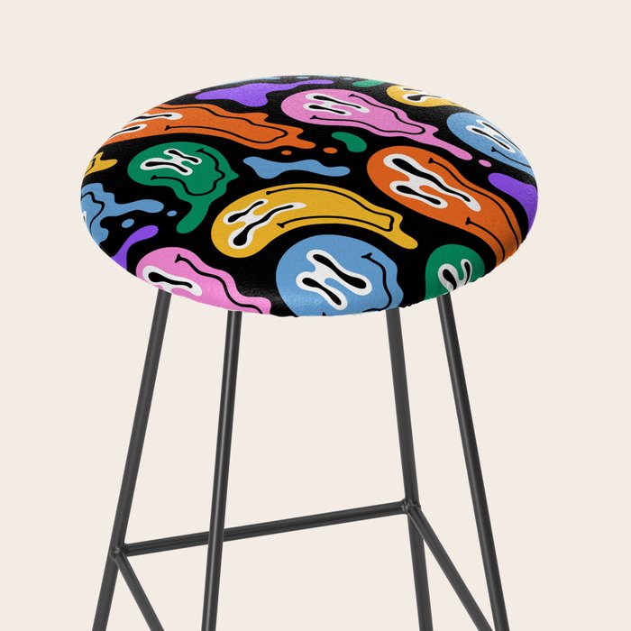 Colorful melted happy face pattern Stool Gallery Image 2