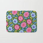 Folk Floral Blossoms in Forest Green Bath Mat Gallery Image 1