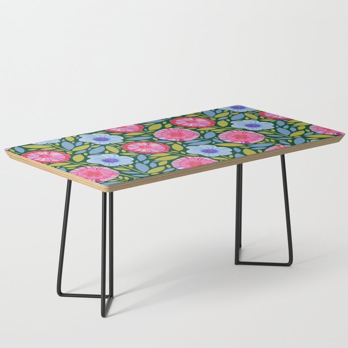 Folk Floral Blossoms in Forest Green Coffee Table Gallery Image 1