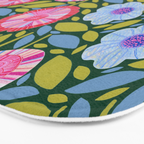 Folk Floral Blossoms in Forest Green Bath Mat Gallery Image 3