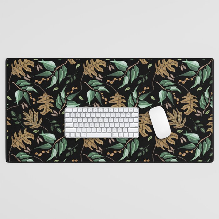 Fall of fall leaves dark Desk Mat Gallery Image 1