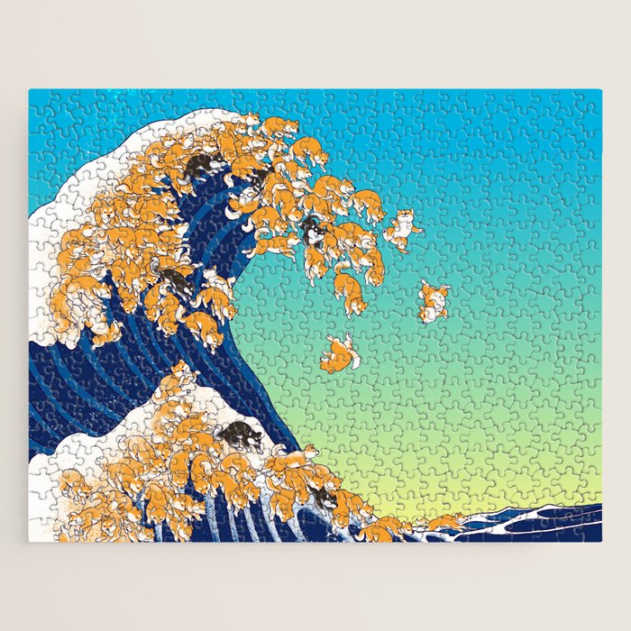 Shiba Inu in Great Wave Jigsaw Puzzle Gallery Image 1