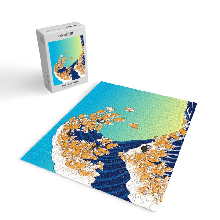 Shiba Inu in Great Wave Jigsaw Puzzle Gallery Image 2
