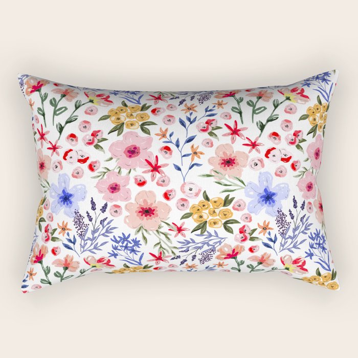 Simple colorful flowery meadow Rectangular Pillow Gallery Image 2