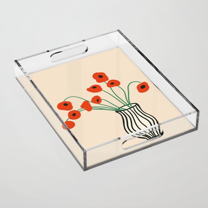Flowers in Vase  Acrylic Tray Gallery Image 1