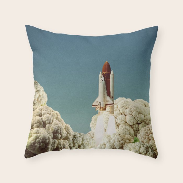 Houston we have cauliflower - Rocket take-off Throw Pillow Gallery Image 6