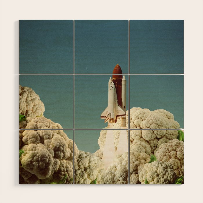 Houston we have cauliflower - Rocket take-off Wood Wall Art Gallery Image 1