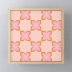 Retro floral check pink Mini Art Print Gallery Image 1