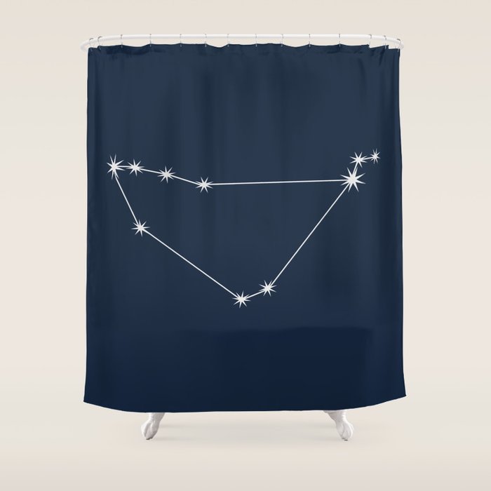 Capricorn Zodiac Star Constellation Line Art Dark Blue Shower Curtain Gallery Image 1