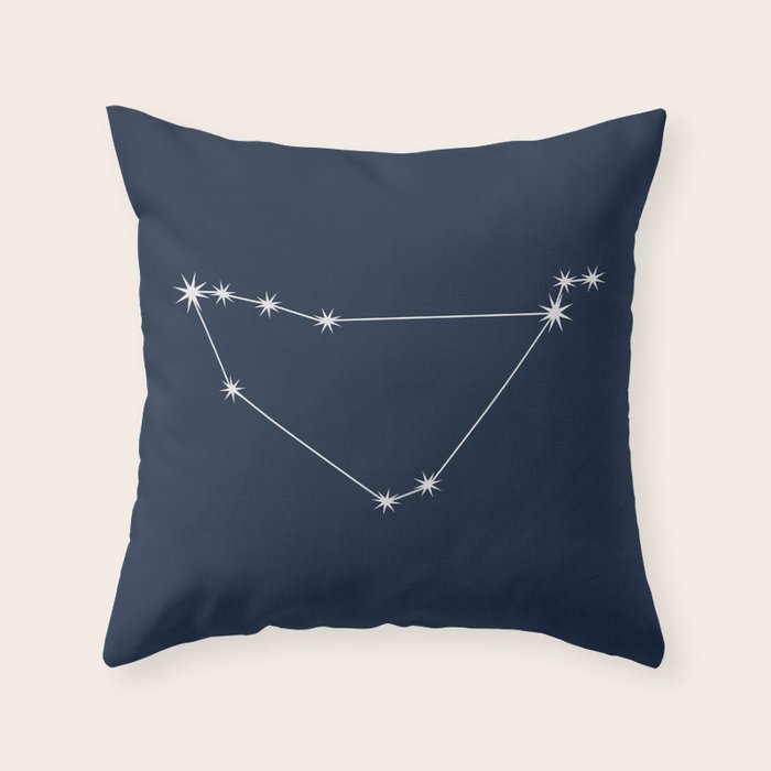 Capricorn Zodiac Star Constellation Line Art Dark Blue Throw Pillow Gallery Image 1