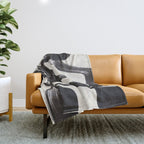 Mid Century Modern Minimalist Abstract Art Brush Strokes Black & White Ink Art Ripple Lines Throw Blanket Gallery Image 1