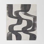 Mid Century Modern Minimalist Abstract Art Brush Strokes Black & White Ink Art Ripple Lines Throw Blanket Gallery Image 2