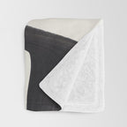 Mid Century Modern Minimalist Abstract Art Brush Strokes Black & White Ink Art Ripple Lines Throw Blanket Gallery Image 3