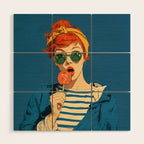 Retro Pop Lollipop Girl Wood Wall Art Gallery Image 1