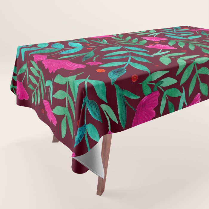 Magical garden - burgundy and pink Tablecloth Gallery Image 1
