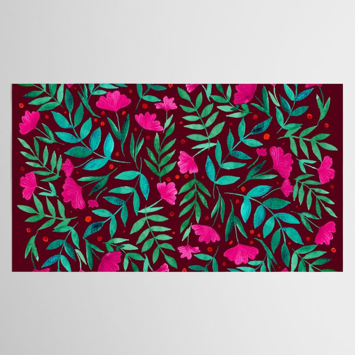 Magical garden - burgundy and pink Tablecloth Gallery Image 2