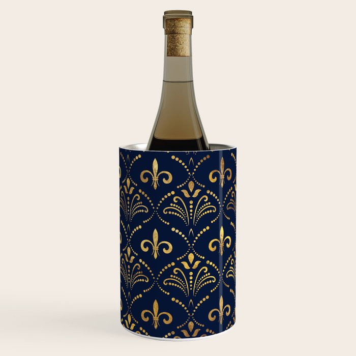 Elegant Fleur-de-lis pattern - Gold and deep blue Wine Chiller Gallery Image 3