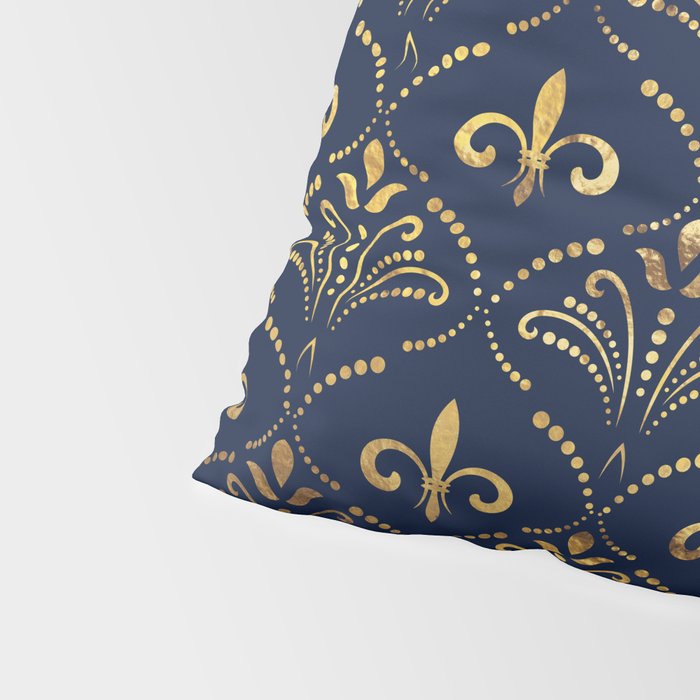 Elegant Fleur-de-lis pattern - Gold and deep blue Pillow Sham Gallery Image 4