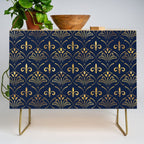 Elegant Fleur-de-lis pattern - Gold and deep blue Credenza Gallery Image 1