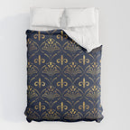 Elegant Fleur-de-lis pattern - Gold and deep blue Duvet Cover Gallery Image 6