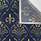 Elegant Fleur-de-lis pattern - Gold and deep blue Wall Tapestry Gallery Image 3